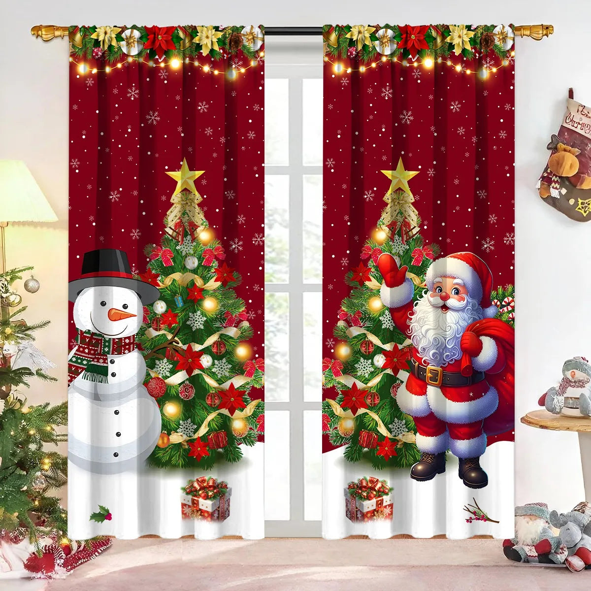 Christmas Curtain Merry Christmas Decoration