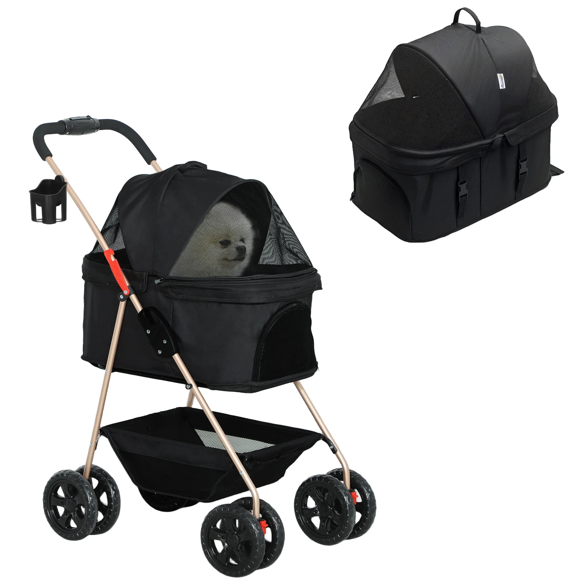 PawHut 3 in 1 Pet Stroller with Detachable Carrier