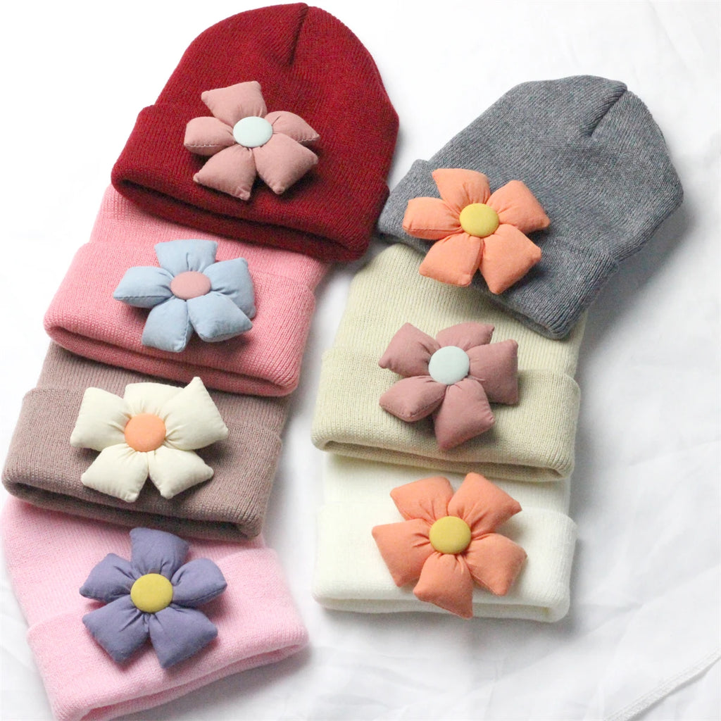 Flower Winter Knitted Hat
