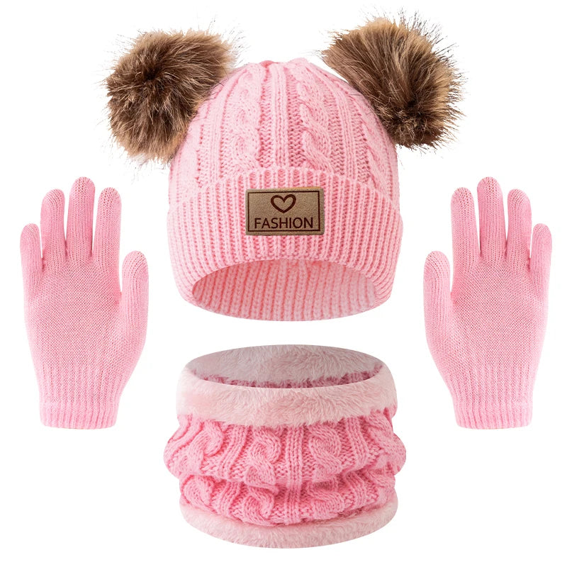 Children's Hats and neck Gloves Set