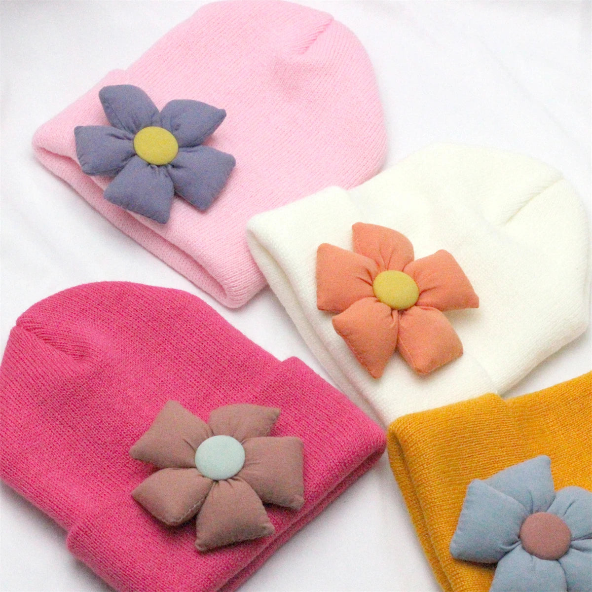 Flower Winter Knitted Hat