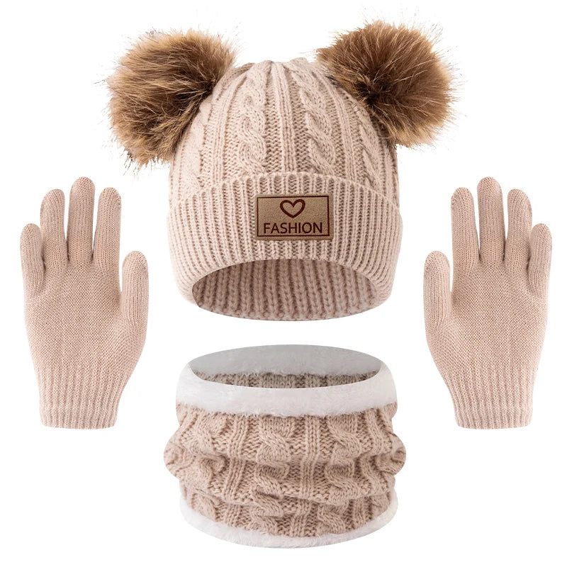 Children's Hats and neck Gloves Set