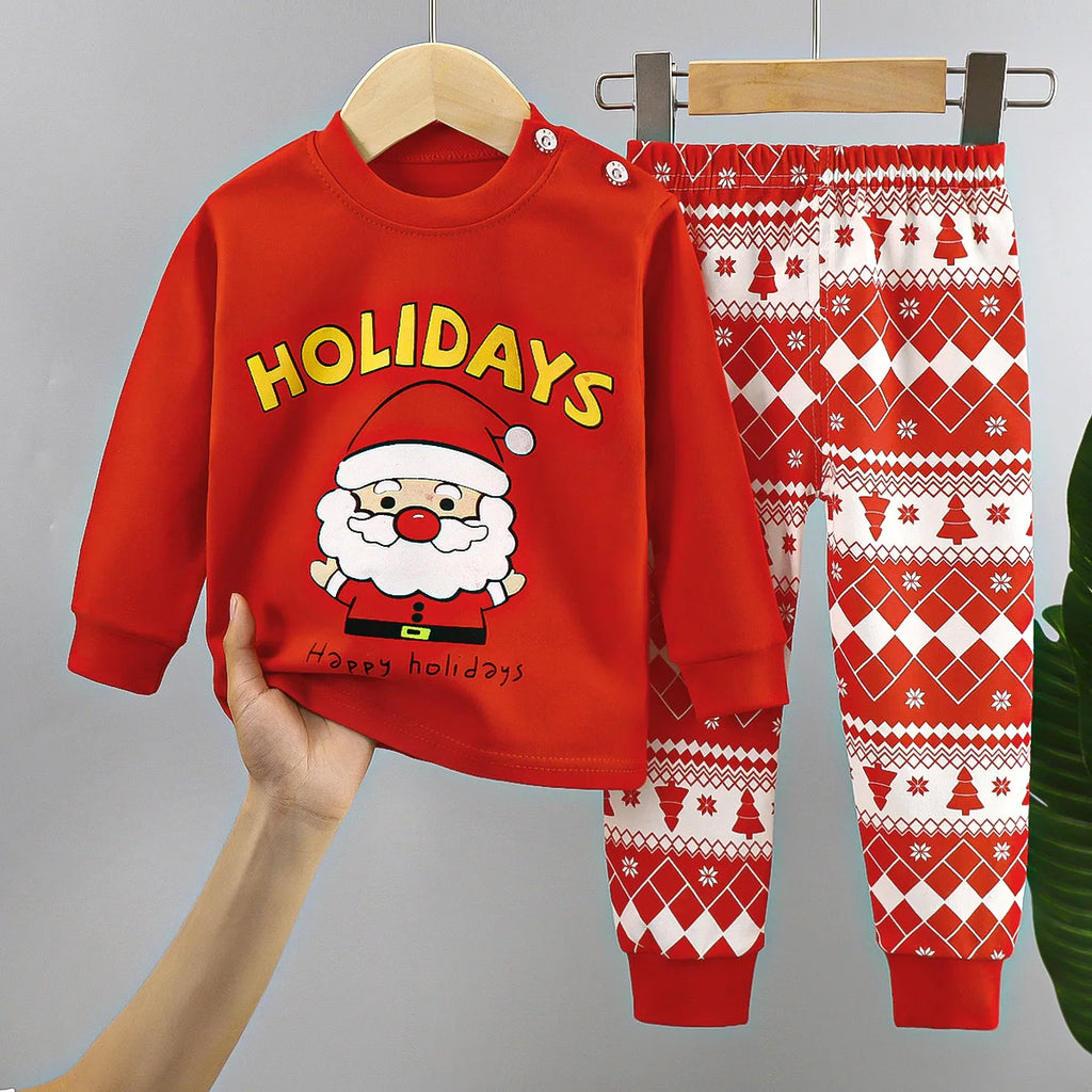 Cotton Long Sleeve Christmas Kids Sets