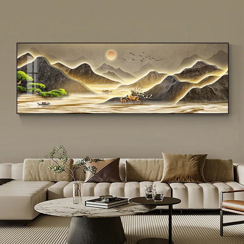 Chinese Style Mountain Canvas Painting
