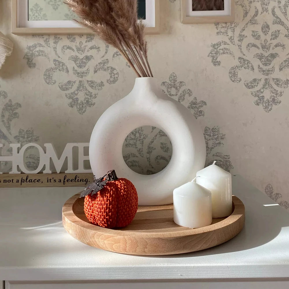Nordic Style Ceramic Round Vase in White