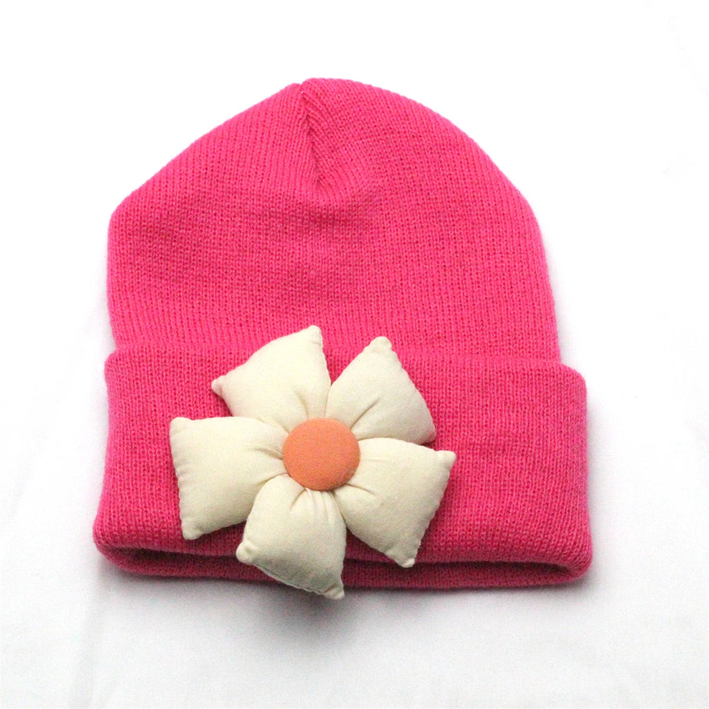 Flower Winter Knitted Hat
