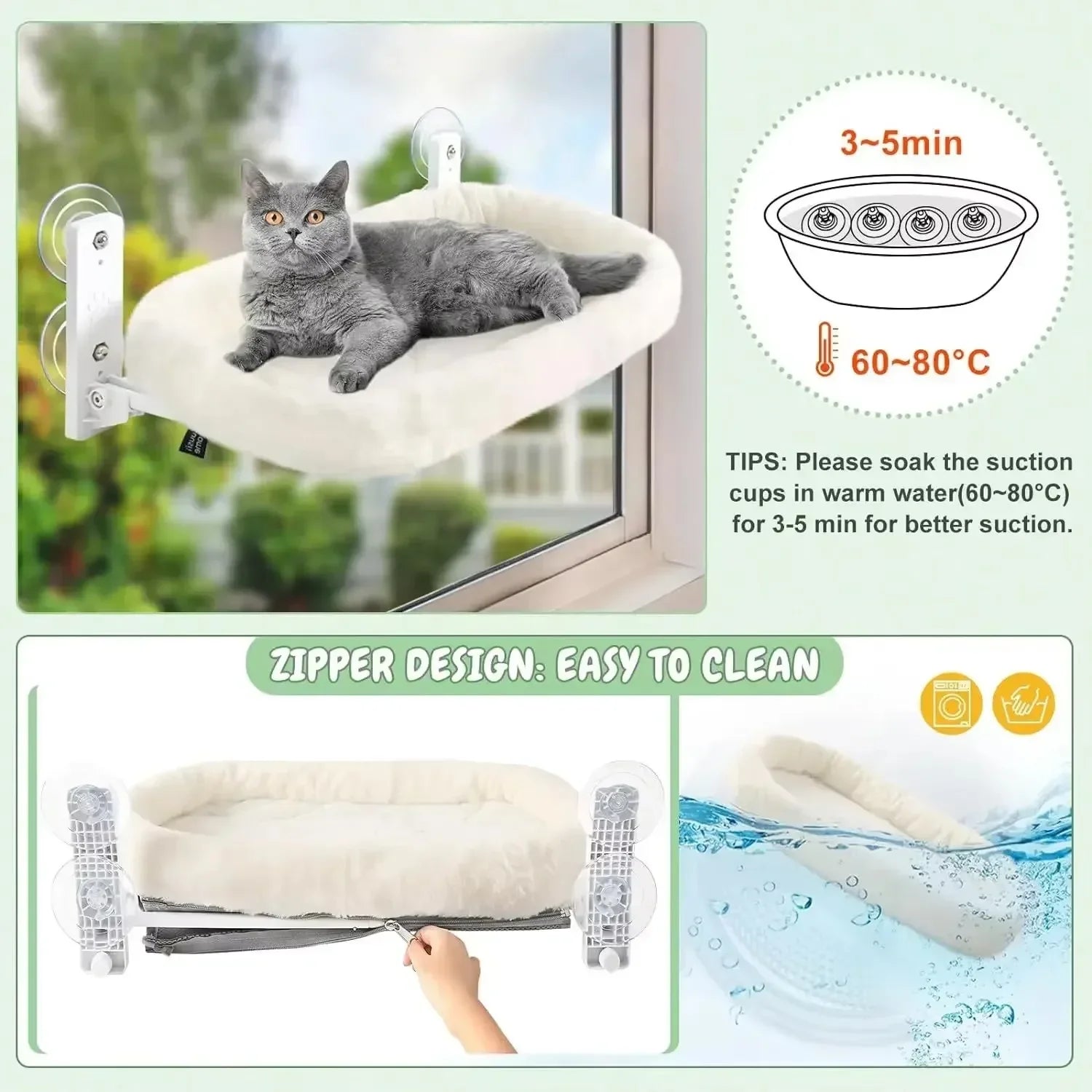 Cat Glass Hanging Suction Cup Hammock