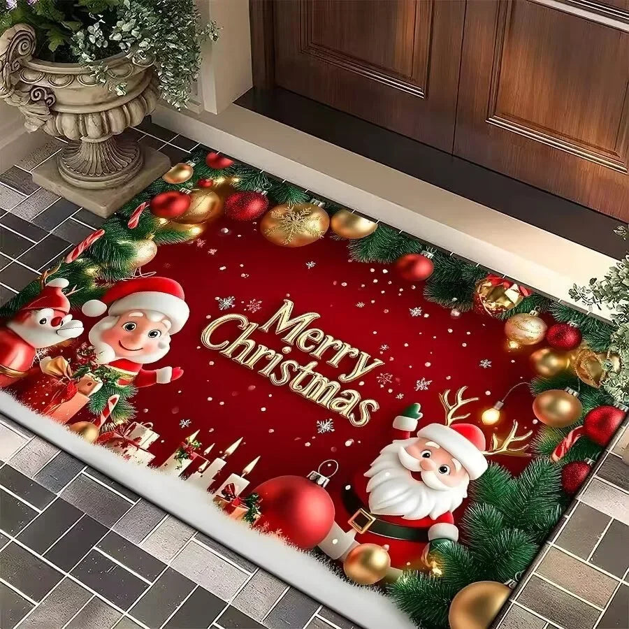 Christmas Tree Santa Claus Door Mat