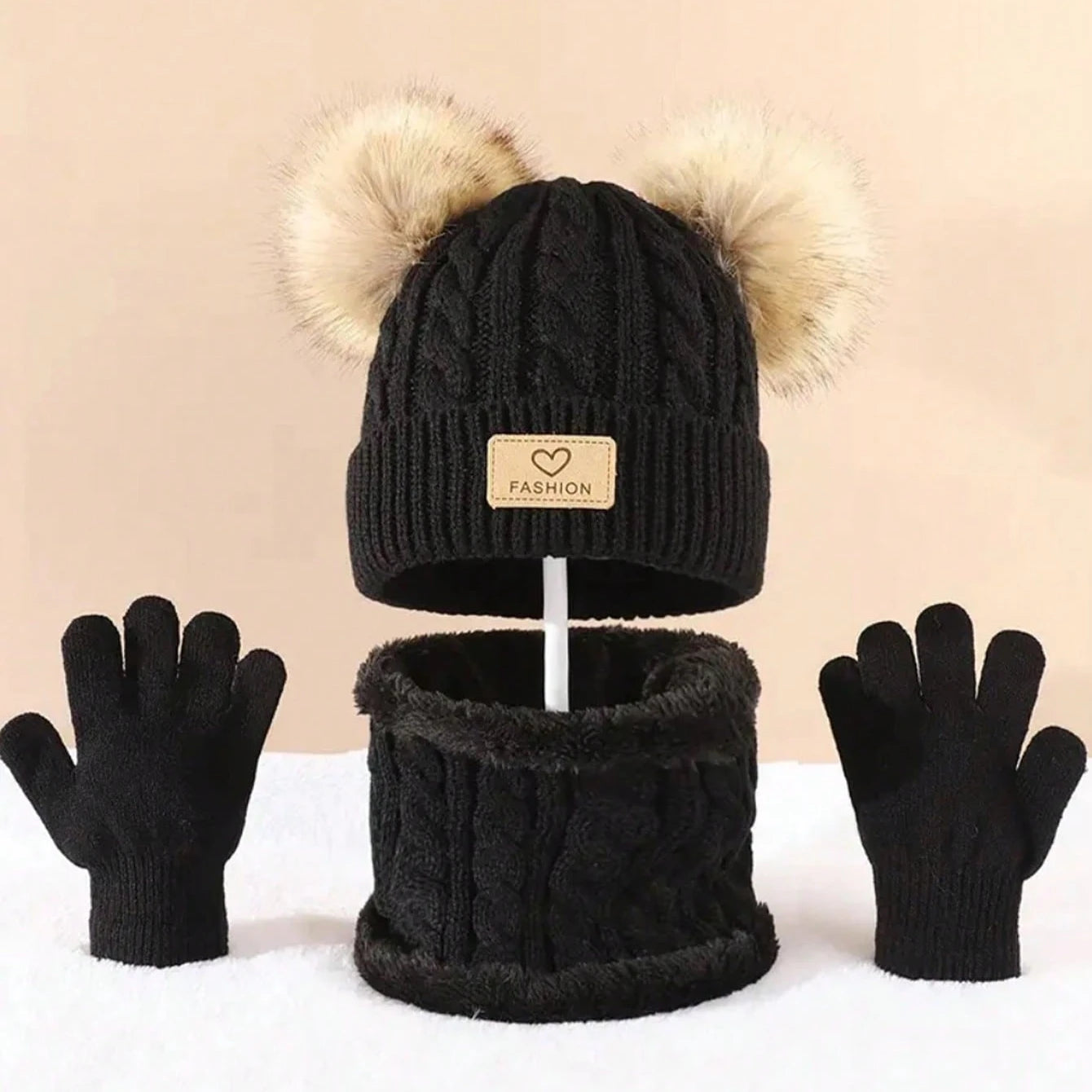 Children's Hats and neck Gloves Set