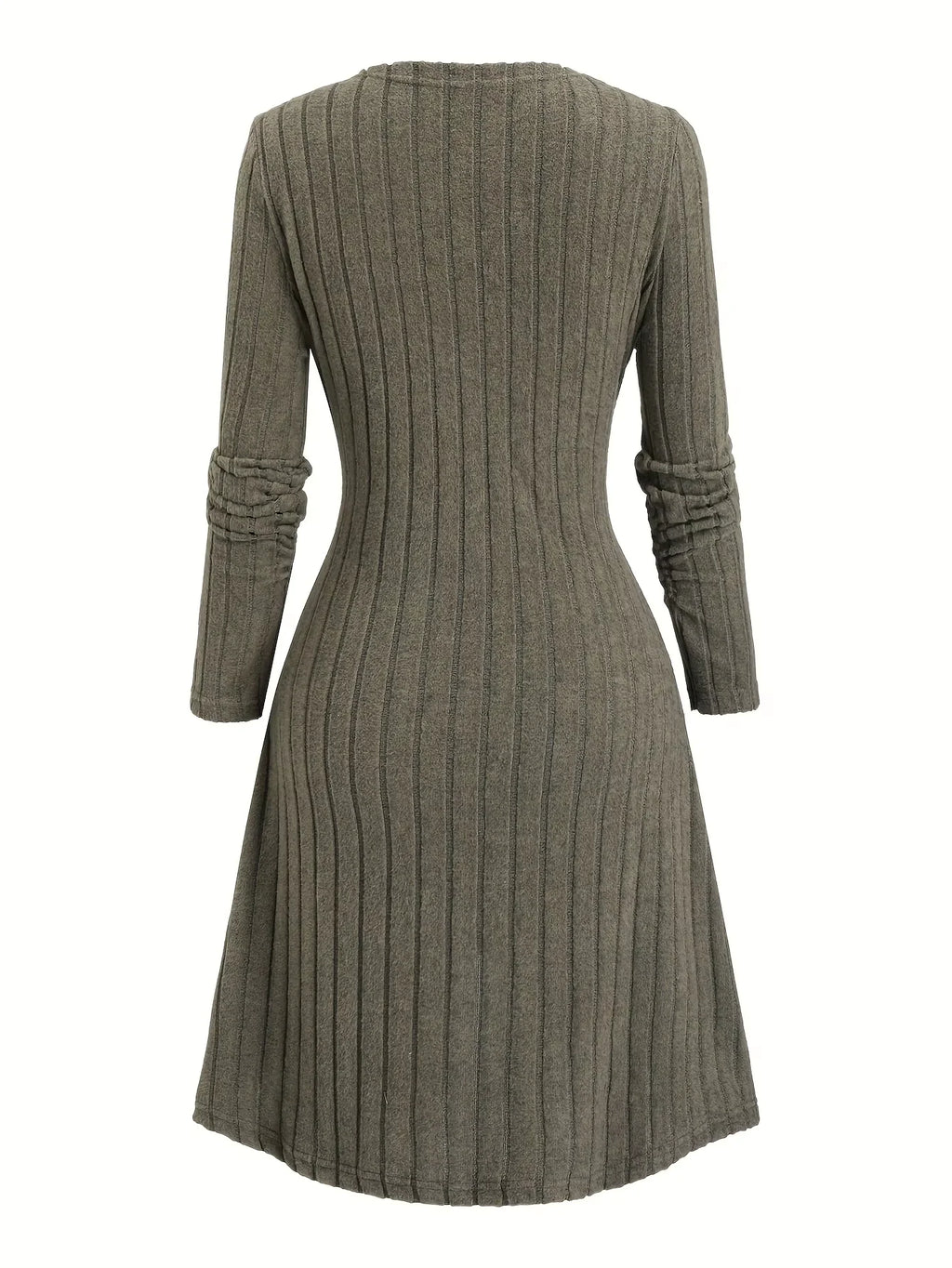 Snowflake and Christmas Elk Printed Stitching Buckle Rib Knit Dress