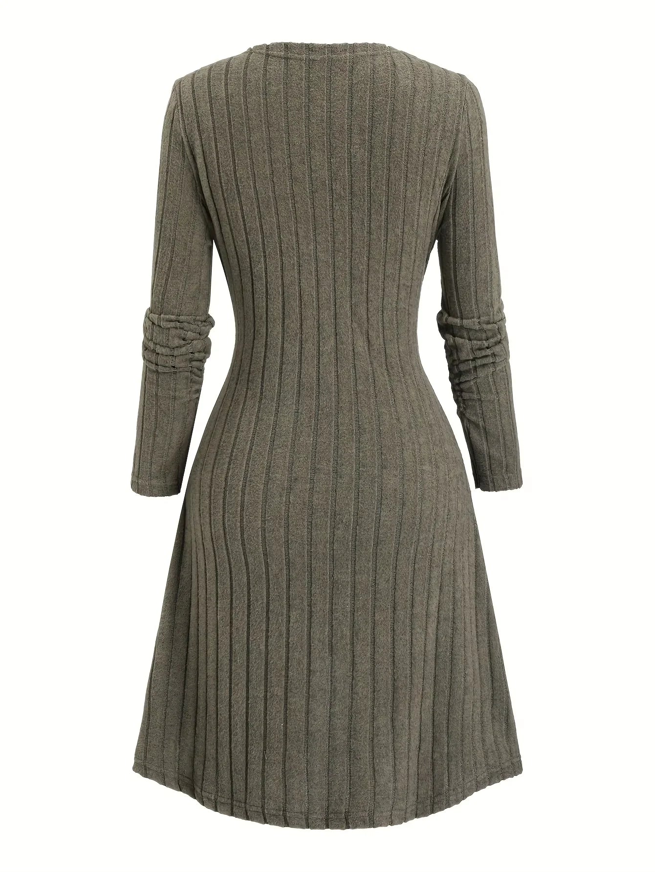 Snowflake and Christmas Elk Printed Stitching Buckle Rib Knit Dress