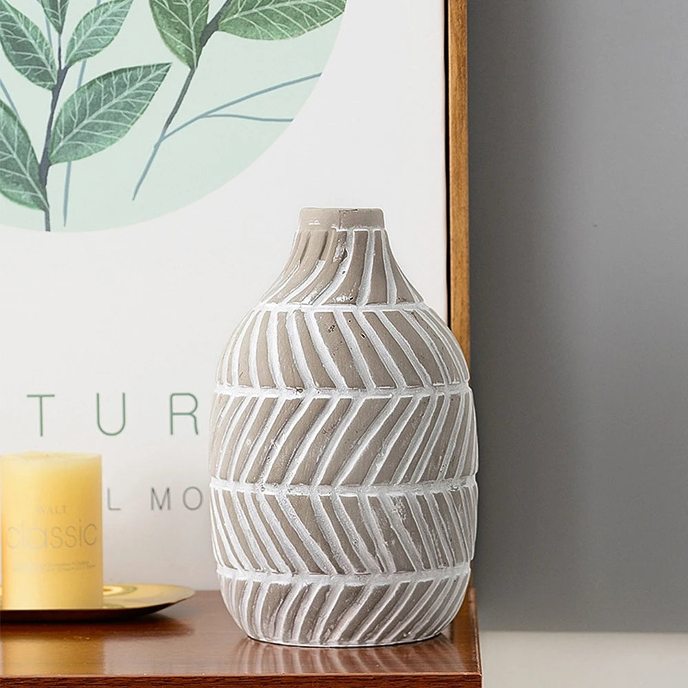 Nordic Style Ceramic Round Vase in White