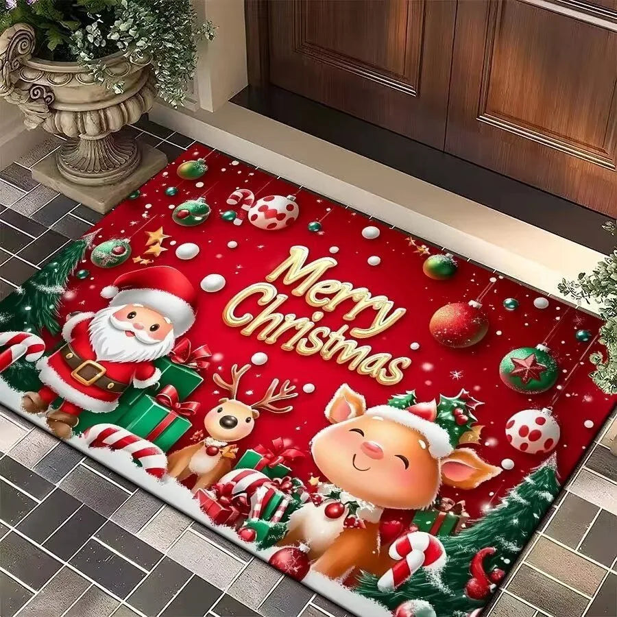 Christmas Tree Santa Claus Door Mat