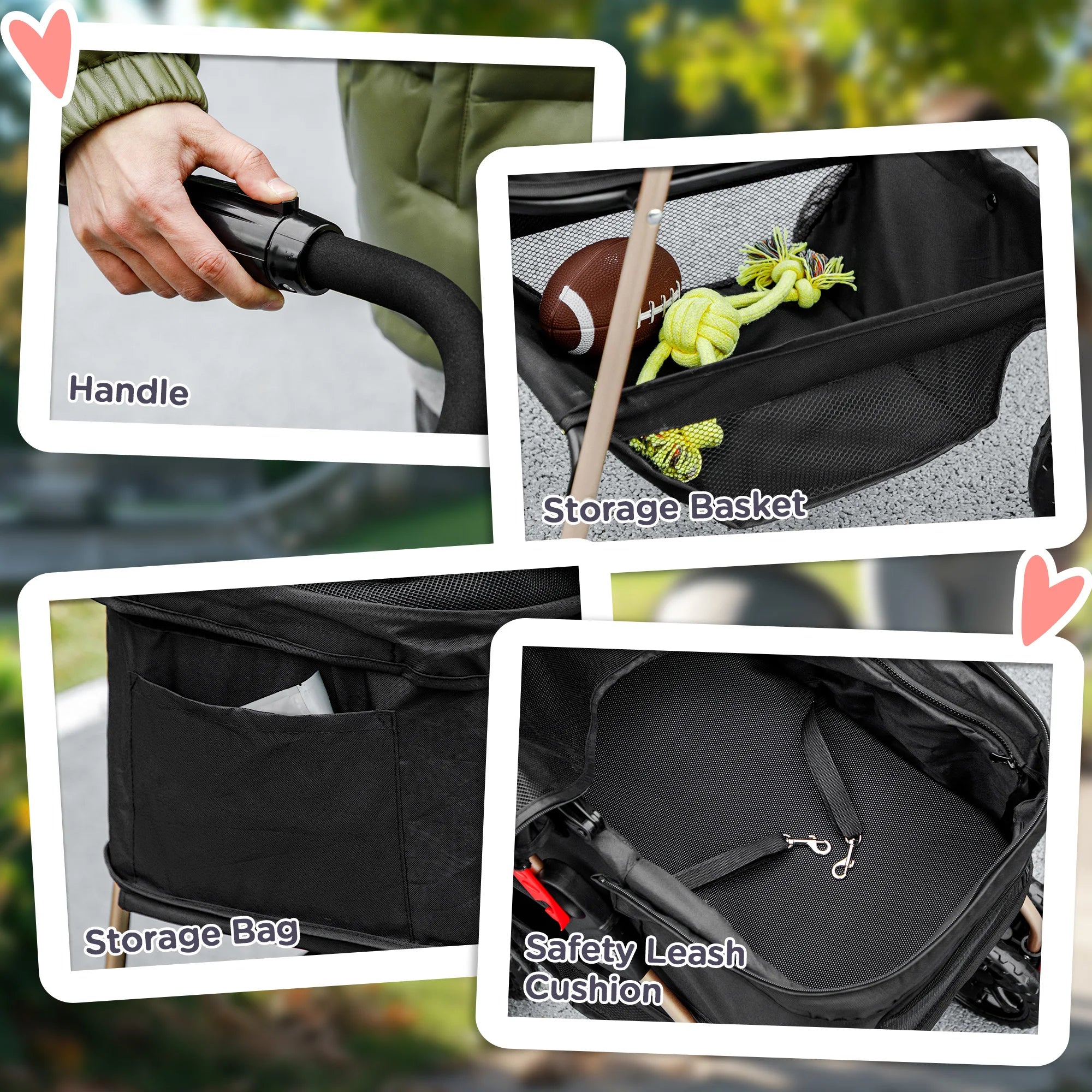 PawHut 3 in 1 Pet Stroller with Detachable Carrier