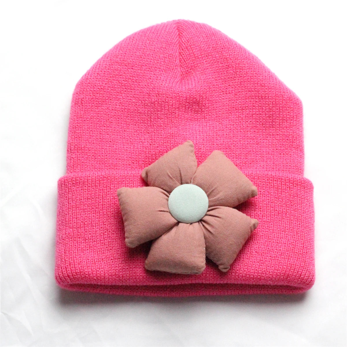 Flower Winter Knitted Hat