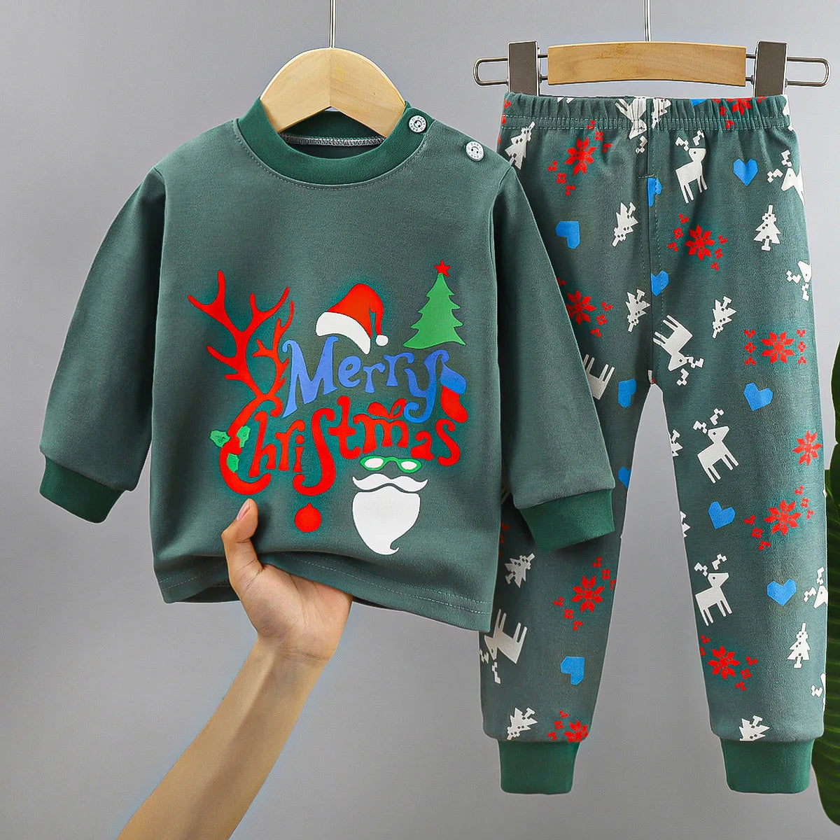 Cotton Long Sleeve Christmas Kids Sets
