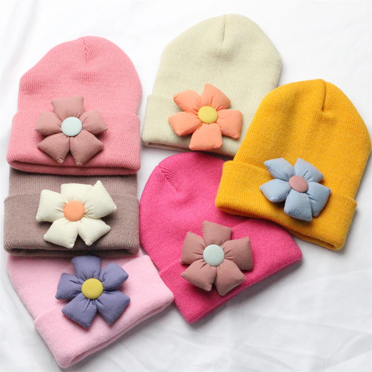 Flower Winter Knitted Hat
