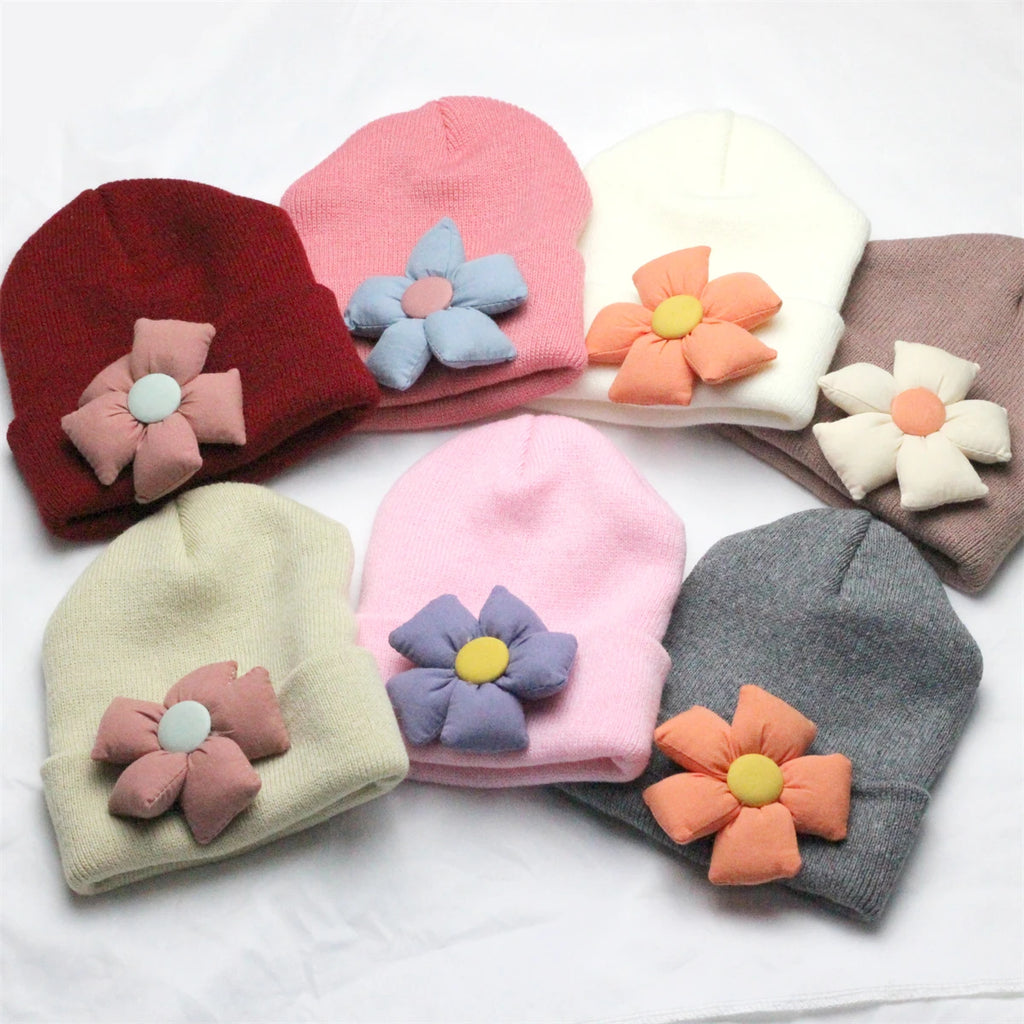Flower Winter Knitted Hat