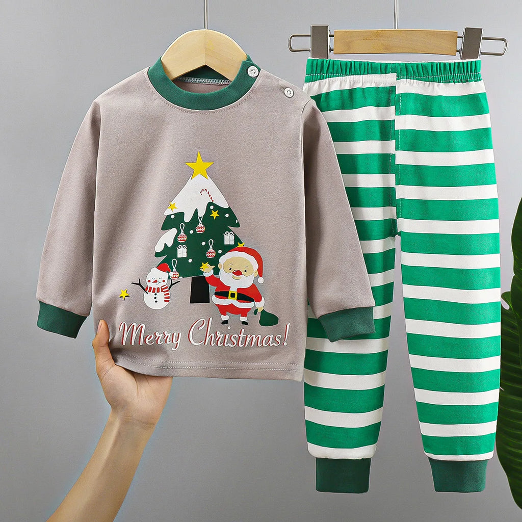 Cotton Long Sleeve Christmas Kids Sets