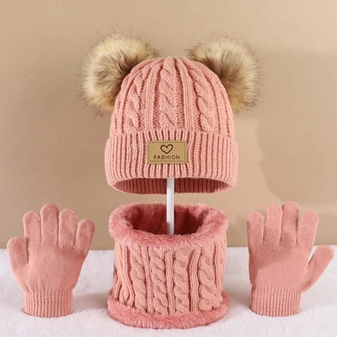 Children's Hats and neck Gloves Set