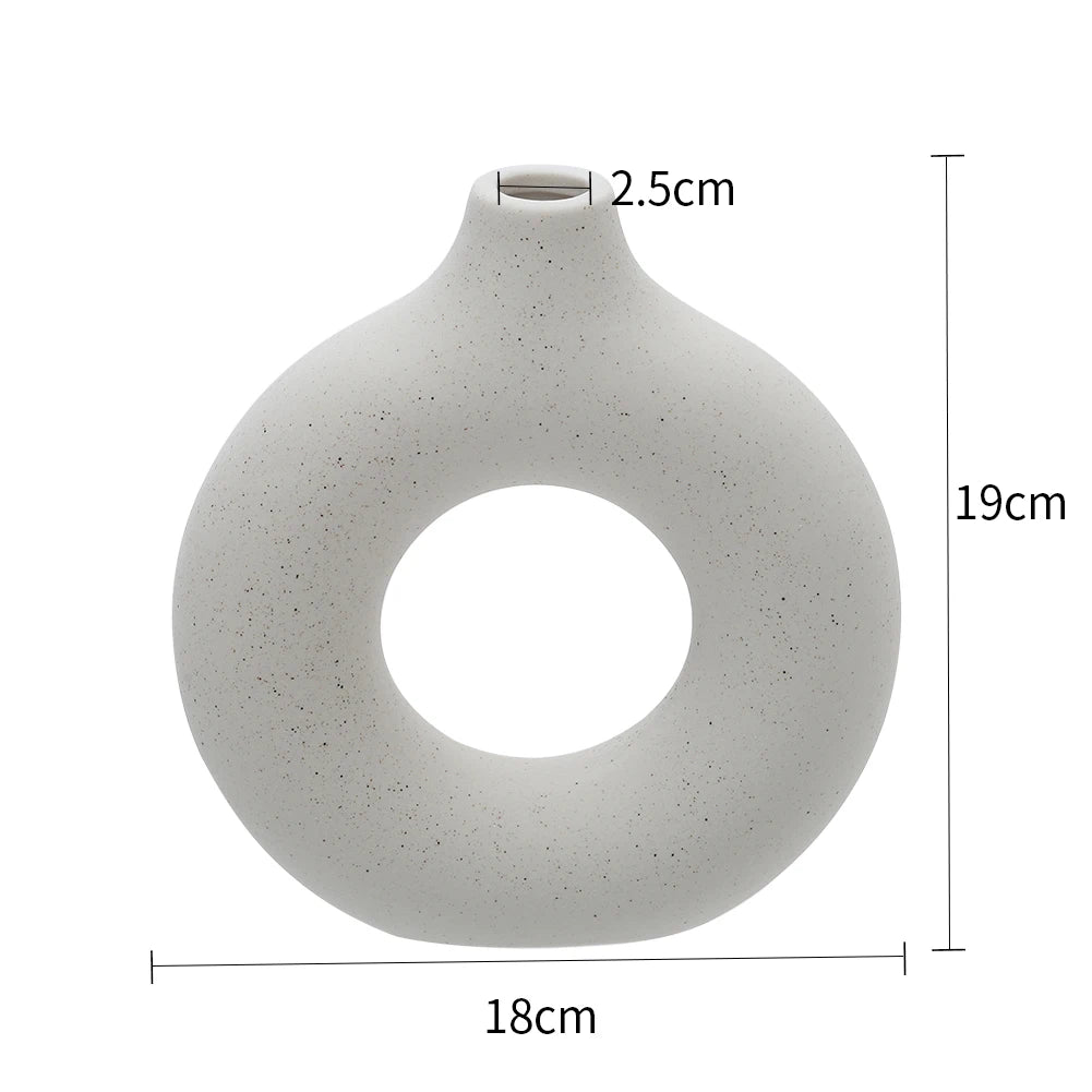 Nordic Style Ceramic Round Vase in White