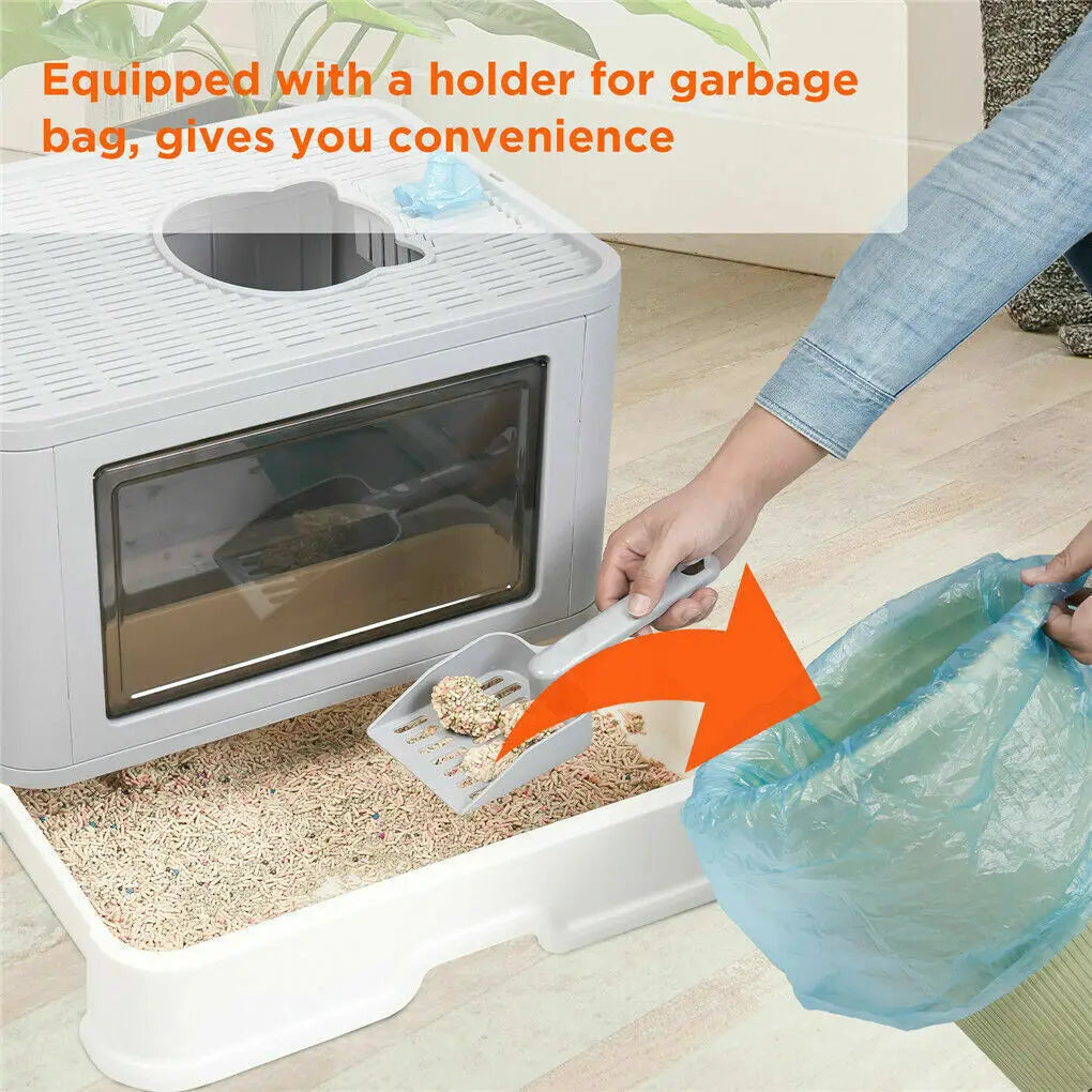 Foldable Cat Litter Box With Massager