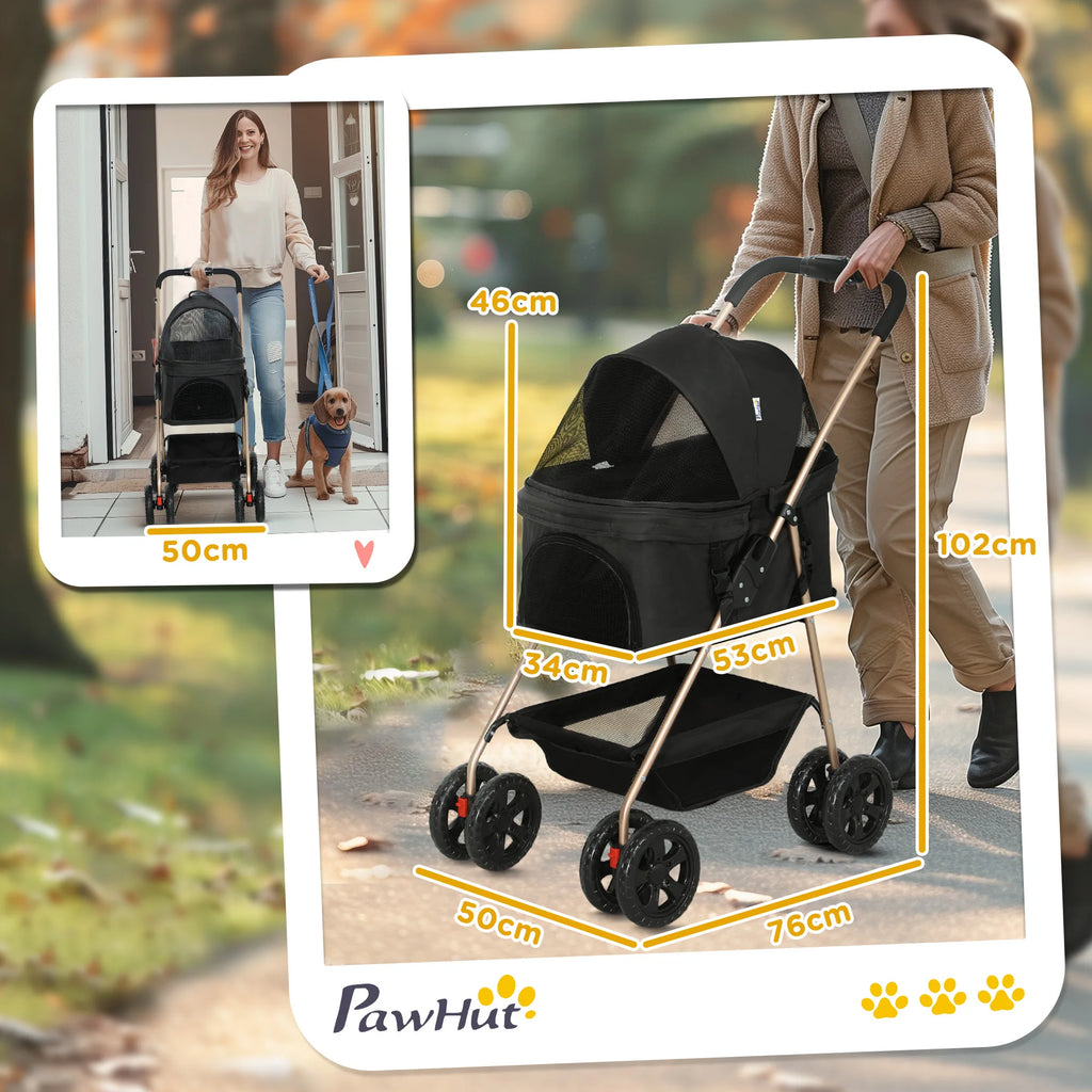 PawHut 3 in 1 Pet Stroller with Detachable Carrier