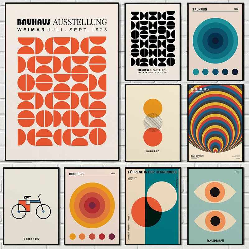 Abstract Orange Bauhaus Geometric Poster