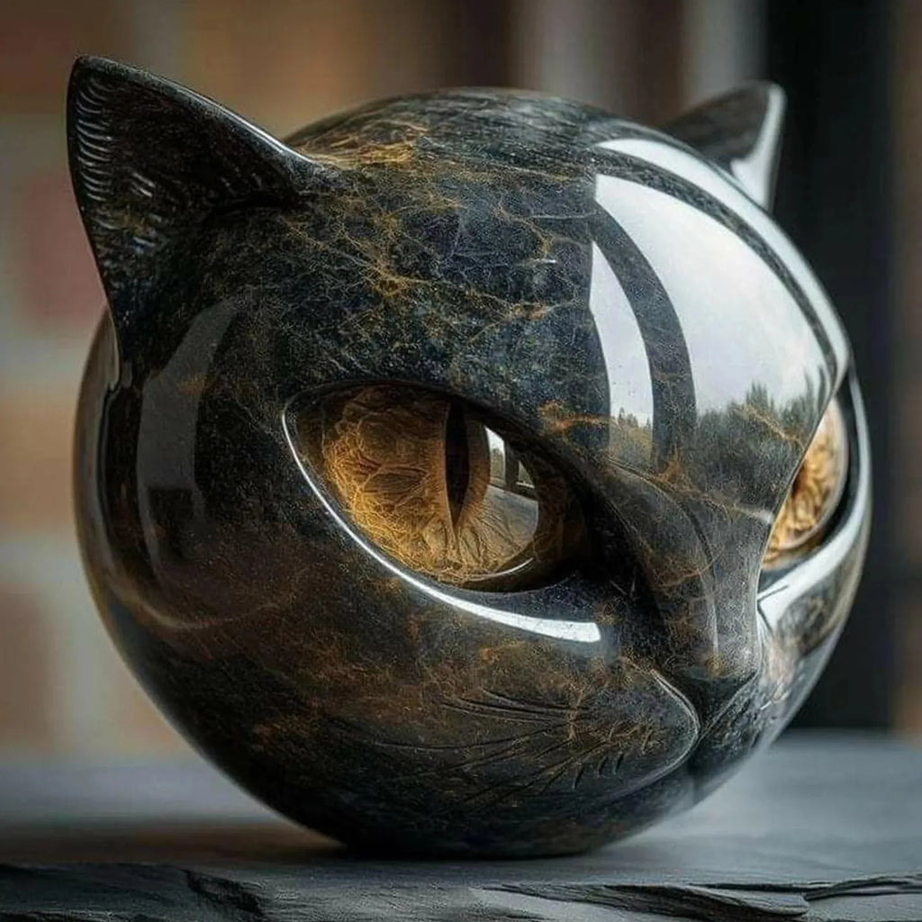 Decorative Black Cat Stone Figurine